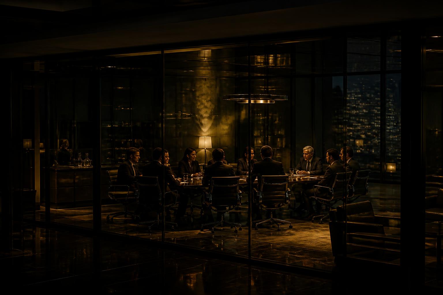 Equipo corporativo en una sala de juntas moderna